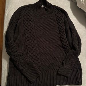 Cable knit mock neck sweater